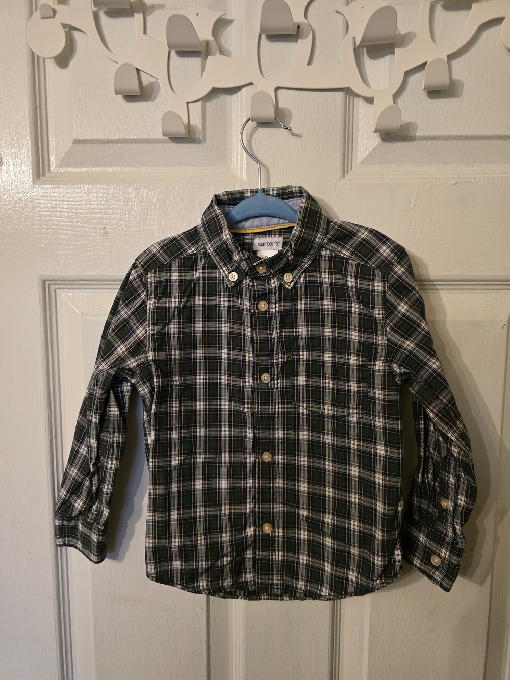 Carter's Green and White Plaid Button-Up Shirt